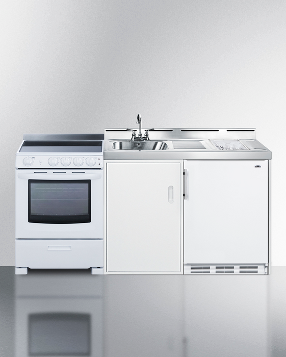 Summit 72" Wide All-in-One Kitchenette with Electric Range Refrigerator Accessories Summit Appliance