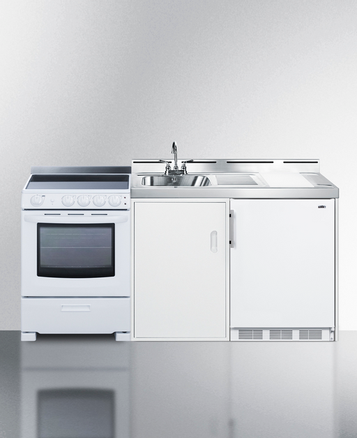 Summit 72" Wide All-in-One Kitchenette with Electric Range Refrigerator Accessories Summit Appliance