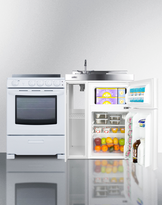 Summit 54" Wide All-in-One Kitchenette with Electric Range Refrigerator Accessories Summit Appliance