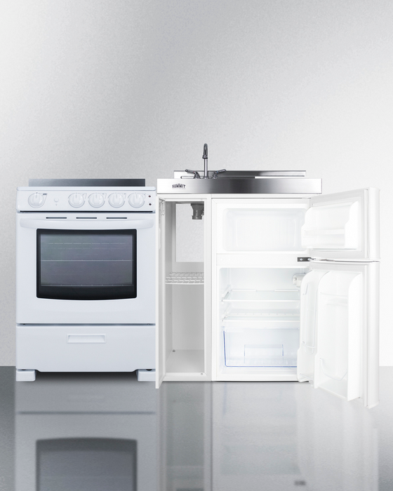 Summit 54" Wide All-in-One Kitchenette with Electric Range Refrigerator Accessories Summit Appliance