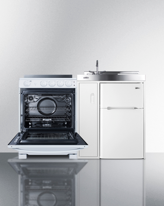 Summit 54" Wide All-in-One Kitchenette with Electric Range Refrigerator Accessories Summit Appliance
