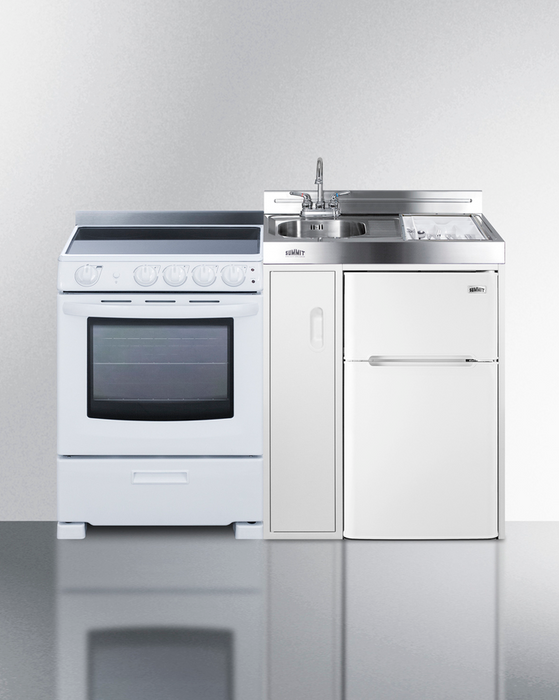 Summit 54" Wide All-in-One Kitchenette with Electric Range Refrigerator Accessories Summit Appliance