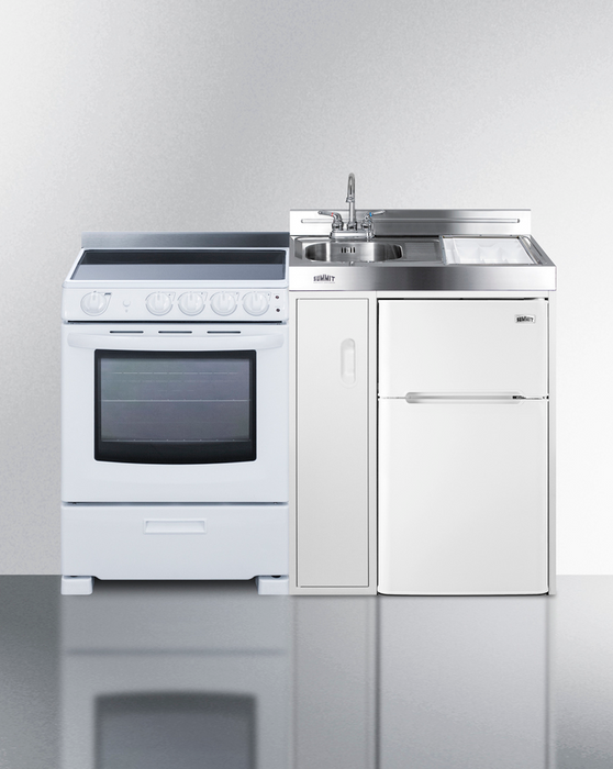 Summit 54" Wide All-in-One Kitchenette with Electric Range Refrigerator Accessories Summit Appliance