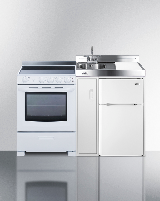 Summit 54" Wide All-in-One Kitchenette with Electric Range Refrigerator Accessories Summit Appliance