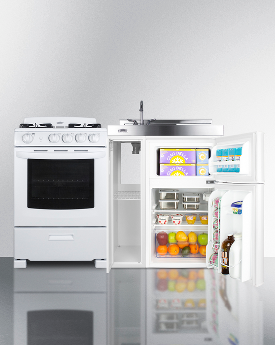 Summit 54" Wide All-in-One Kitchenette with Gas Range Refrigerator Accessories Summit Appliance