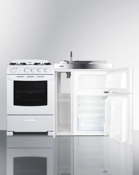 Summit 54" Wide All-in-One Kitchenette with Gas Range Refrigerator Accessories Summit Appliance