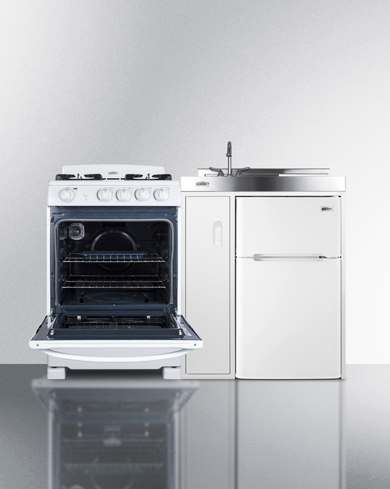 Summit 54" Wide All-in-One Kitchenette with Gas Range Refrigerator Accessories Summit Appliance