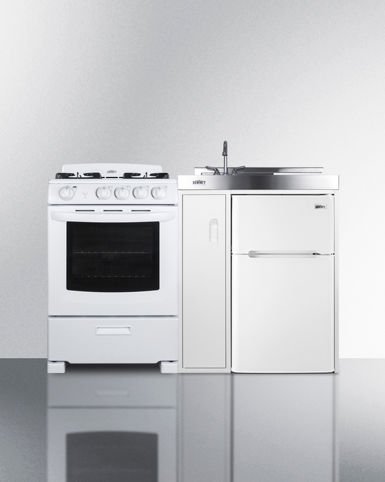 Summit 54" Wide All-in-One Kitchenette with Gas Range Refrigerator Accessories Summit Appliance