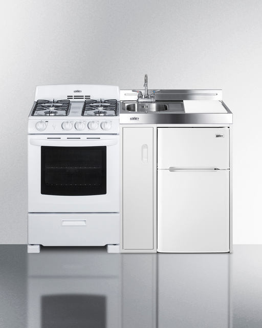 Summit 54" Wide All-in-One Kitchenette with Gas Range Refrigerator Accessories Summit Appliance