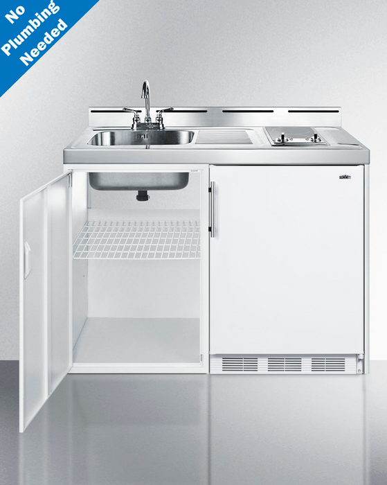 Summit 48" Wide All-In-One Kitchenette, No Plumbing Needed Refrigerator Accessories Summit Appliance