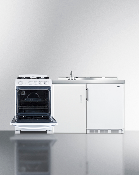 Summit 72" Wide All-in-One Kitchenette with Gas Range Refrigerator Accessories Summit Appliance