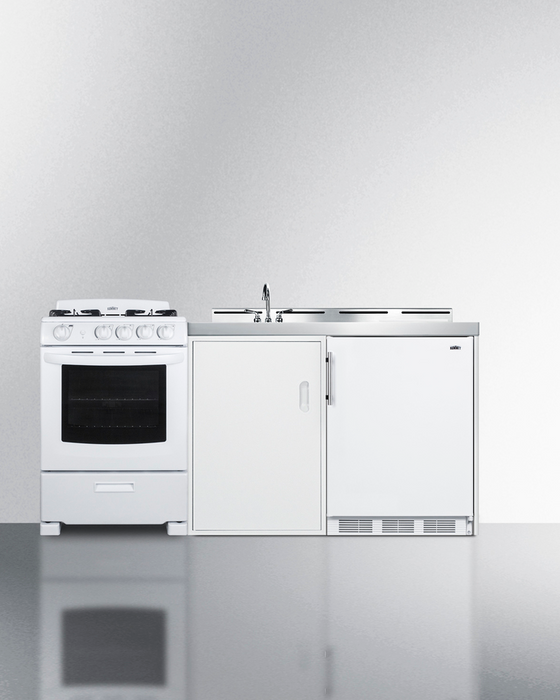 Summit 72" Wide All-in-One Kitchenette with Gas Range Refrigerator Accessories Summit Appliance