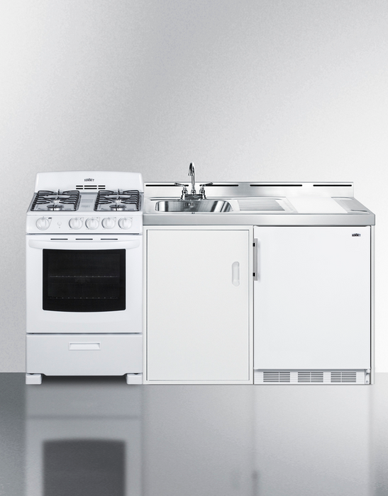 Summit 72" Wide All-in-One Kitchenette with Gas Range Refrigerator Accessories Summit Appliance