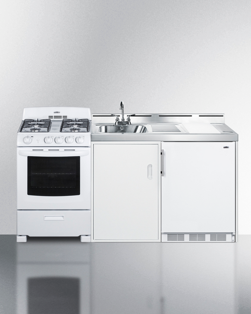 Summit 72" Wide All-in-One Kitchenette with Gas Range Refrigerator Accessories Summit Appliance