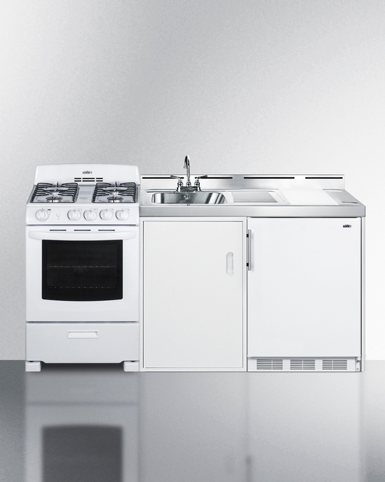 Summit 72" Wide All-in-One Kitchenette with Gas Range Refrigerator Accessories Summit Appliance