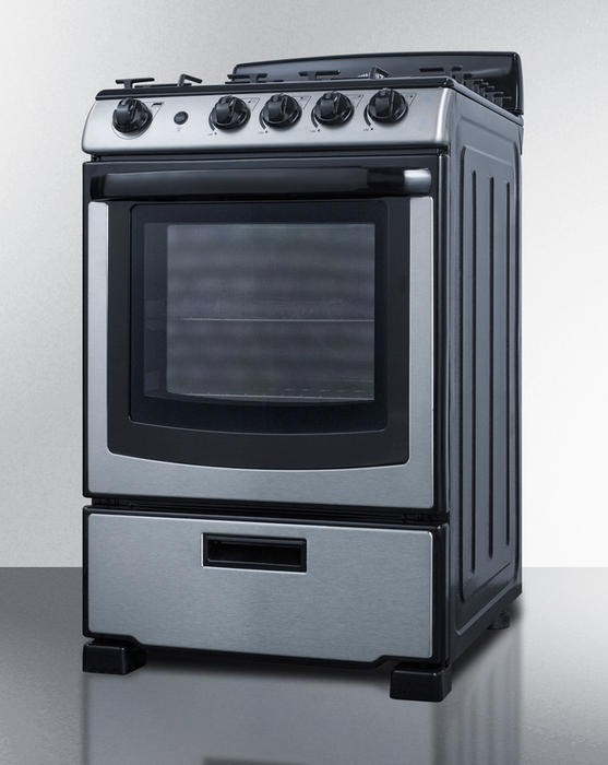 Summit 24" Wide Gas Range & Convertible Hood Refrigerator Accessories Summit Appliance