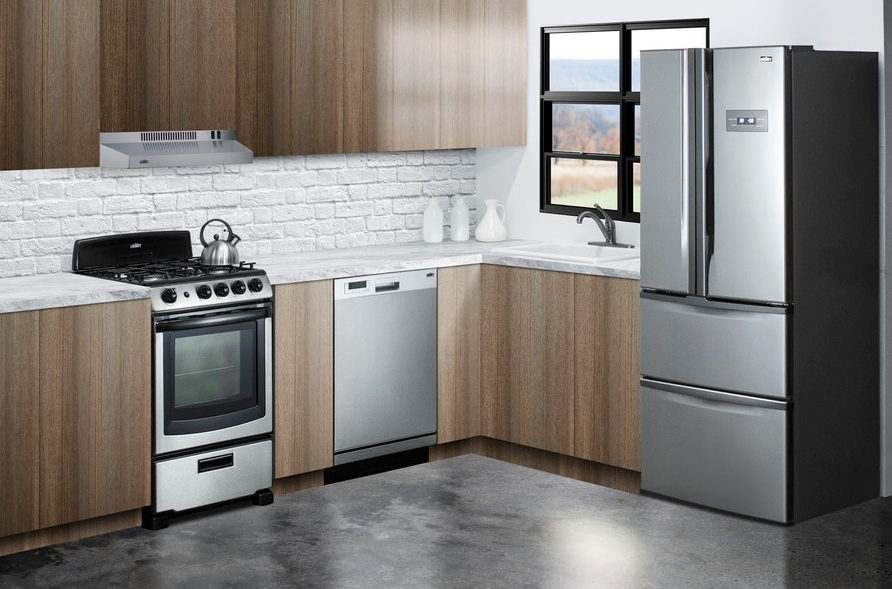 Summit 24" Wide Gas Range & Convertible Hood Refrigerator Accessories Summit Appliance