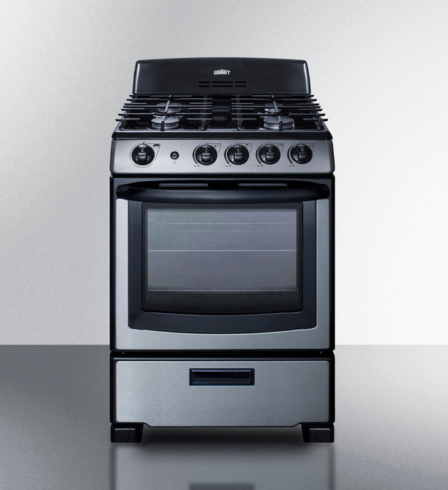 Summit 24" Wide Gas Range & Convertible Hood Refrigerator Accessories Summit Appliance