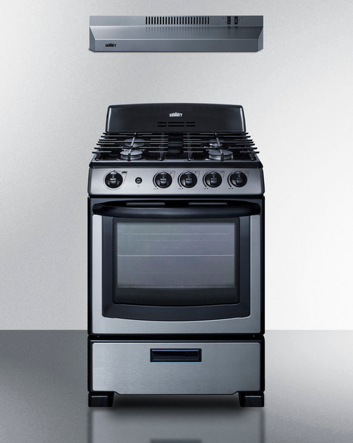 Summit 24" Wide Gas Range & Convertible Hood Refrigerator Accessories Summit Appliance