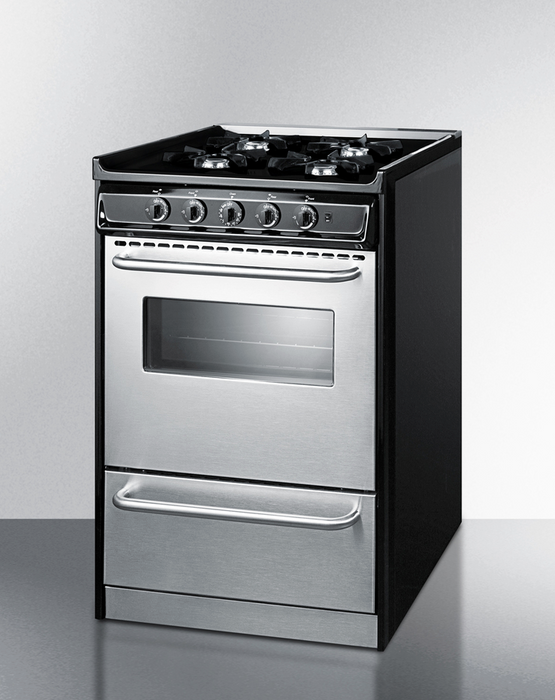 Summit 20" Wide Gas Range, Open Burners Refrigerator Accessories Summit Appliance
