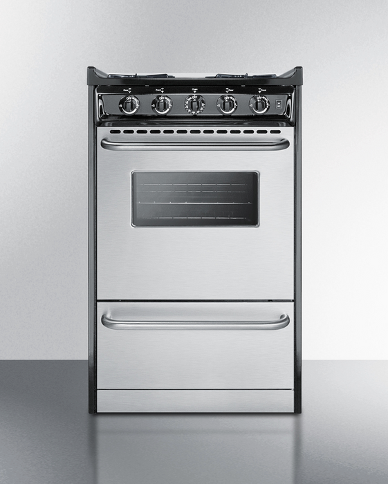 Summit 20" Wide Gas Range, Open Burners Refrigerator Accessories Summit Appliance
