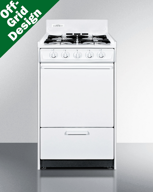 Summit 20" Wide Propane Gas Range, Battery Start Refrigerator Accessories Summit Appliance