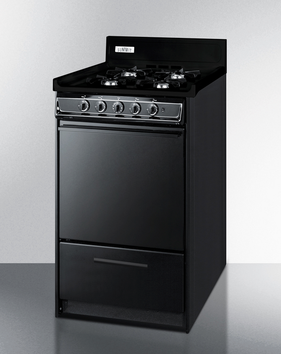 Summit 20" Wide Gas Range, Open Burners Refrigerator Accessories Summit Appliance