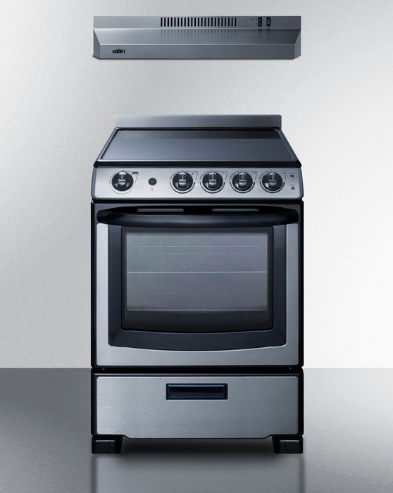 Summit 24" Wide Electric Range & Convertible Hood Refrigerator Accessories Summit Appliance