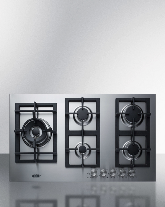 Summit 34" Wide 5-Burner Propane Gas Cooktop In Stainless Steel Refrigerator Accessories Summit Appliance