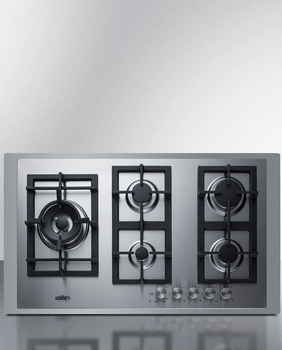 Summit 36" Wide 5-Burner Propane Gas Cooktop In Stainless Steel Refrigerator Accessories Summit Appliance