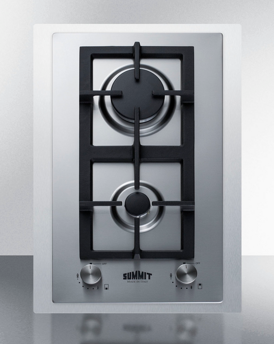 Summit 15" Wide 2-Burner Propane Gas Cooktop In Stainless Steel Refrigerator Accessories Summit Appliance