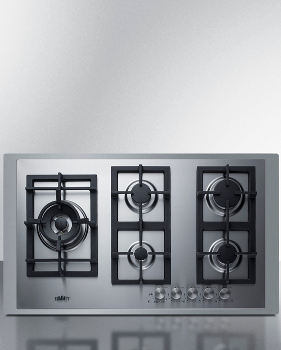 Summit 34" Wide 5-Burner Gas Cooktop In Stainless Steel Refrigerator Accessories Summit Appliance