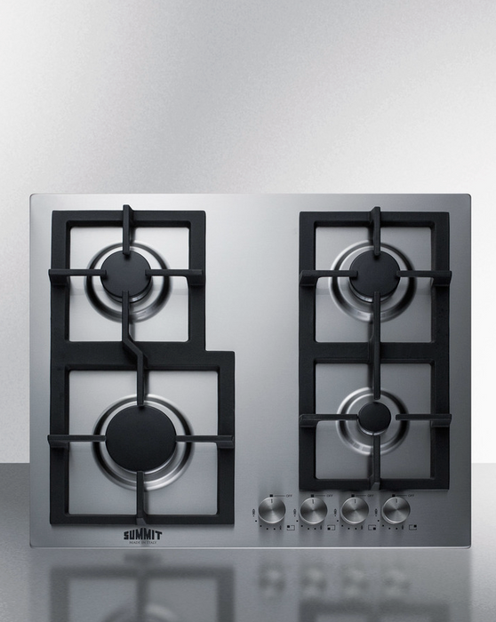Summit 24" Wide 4-Burner Propane Gas Cooktop In Stainless Steel Refrigerator Accessories Summit Appliance