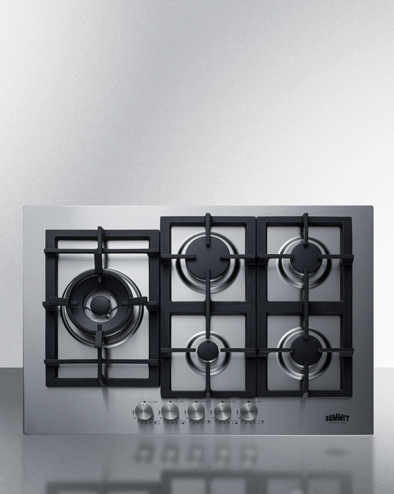 Summit 30" Wide 5-Burner Propane Gas Cooktop In Stainless Steel Refrigerator Accessories Summit Appliance