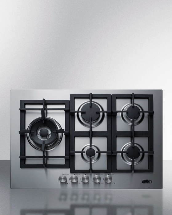 Summit 30" Wide 5-Burner Propane Gas Cooktop In Stainless Steel Refrigerator Accessories Summit Appliance