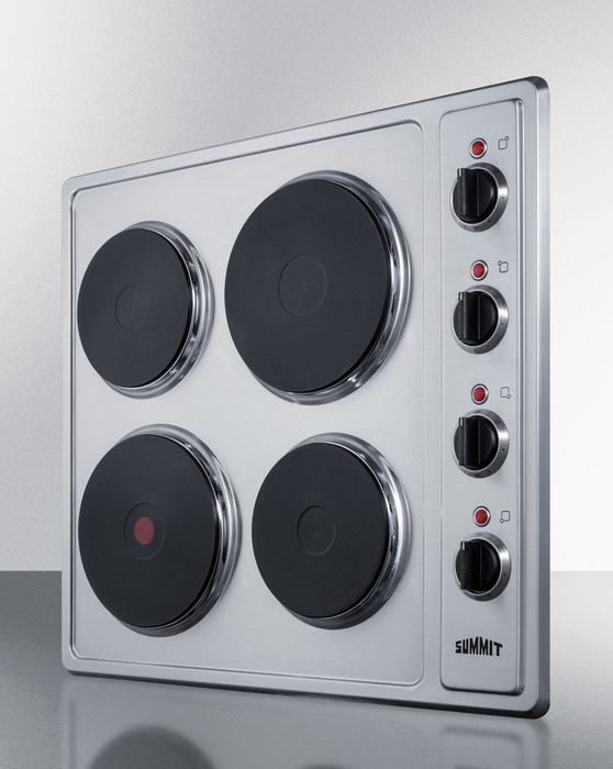 Summit 24" Wide 230V 4-Burner Solid Disk Cooktop Refrigerator Accessories Summit Appliance