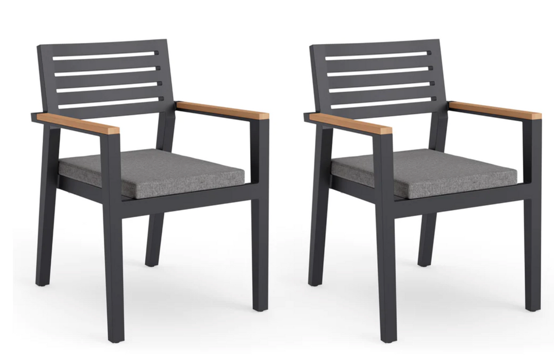 Rhodes Dining Chair (Set of 2) outdoor funiture New Age Rhodes Dining Chair (Set of 2) - Aluminum - Cast Slate