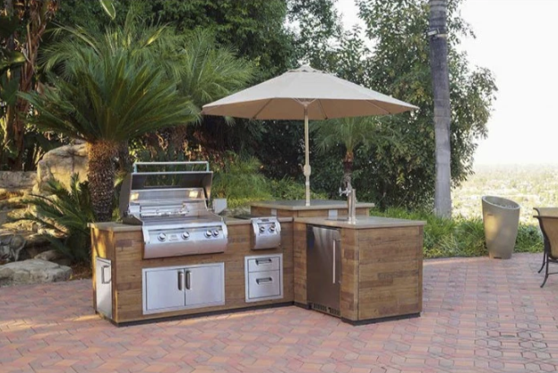 Fire Magic Grills IL660-FOD-116BA 116 Inch L-Shape Reclaimed Wood Island System, French Barrel Oak, Medium Pantry BBQ GRILL CG Products