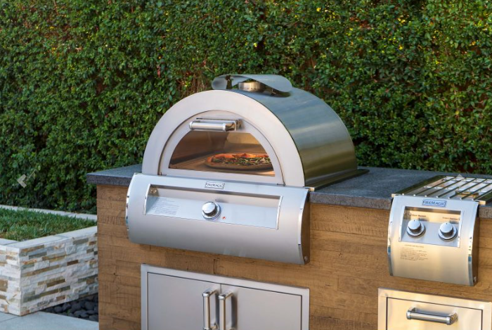 Fire Magic Contemporary GFRC White Aspen Pre-Fab Island with Pizza Oven BBQ GRILL CG Products