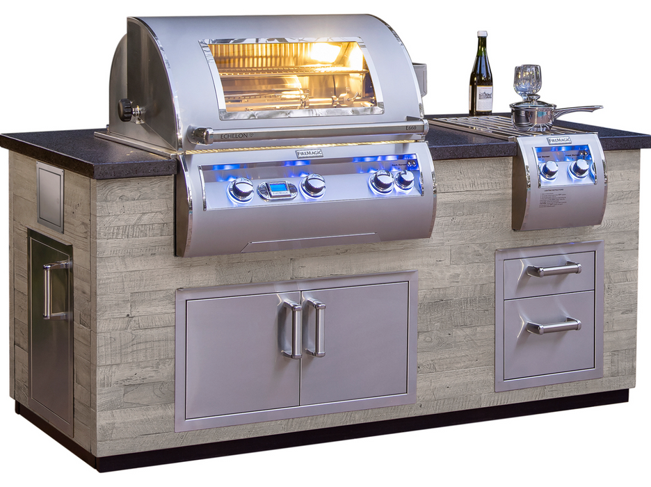 Fire Magic Grills ID660-FOD-77BA 77 / ID660-SPD-77BA Inch Reclaimed Wood Island System, French Barrel Oak / Silver Pine BBQ GRILL CG Products