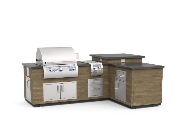 Fire Magic Grills IL660-FOD-116BA 116 Inch L-Shape Reclaimed Wood Island System, French Barrel Oak, Medium Pantry BBQ GRILL CG Products
