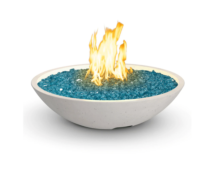 American Fyre Designs Marseille 32-Inch Round Concrete Gas Fire and Water Bowl Fireplaces CG Products White Aspen With Water Spout