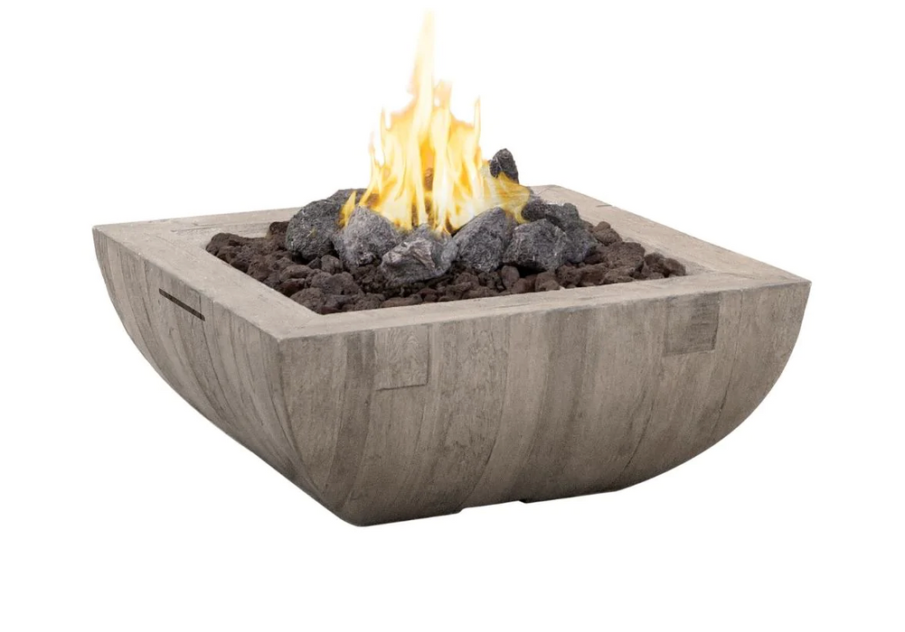 American Fyre Designs Bordeaux 36-Inch "Reclaimed Wood" Square Gas Fire Bowl Fireplaces CG Products Silver Pine