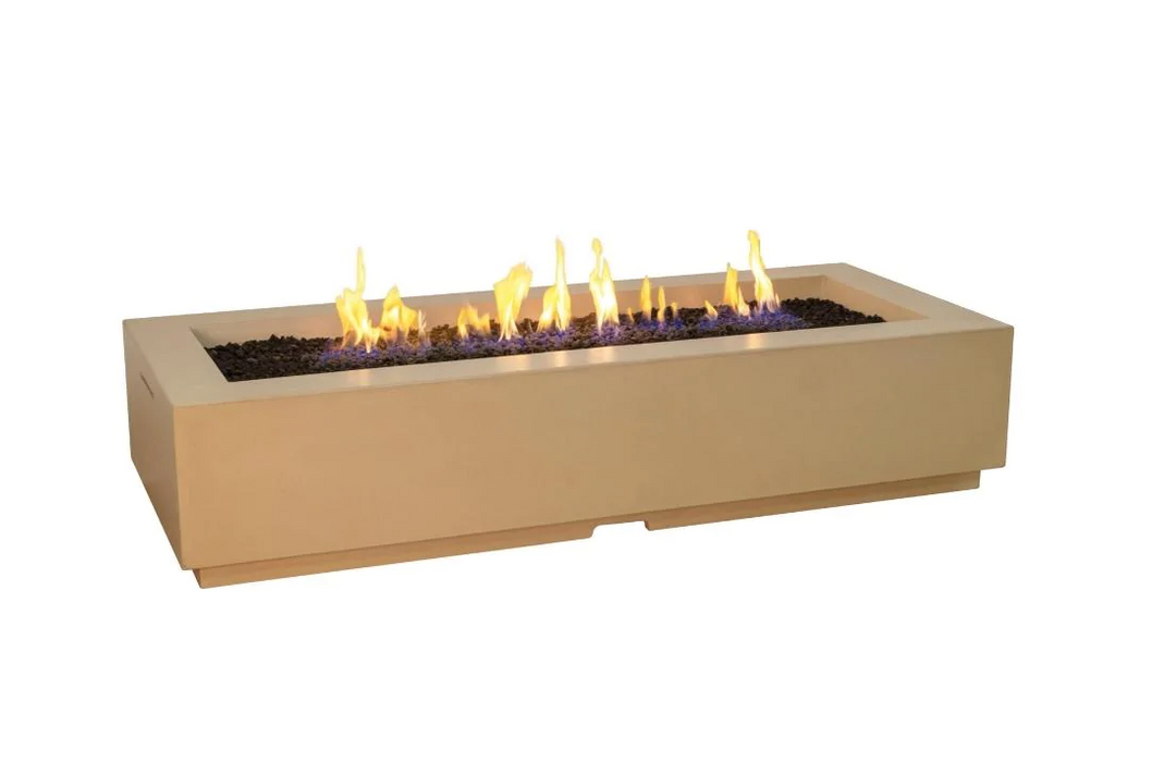 American Fyre Designs Louvre 72-Inch Rectangular Gas Fire Pit Fireplaces CG Products Cafe Blanco Manual Ignition System