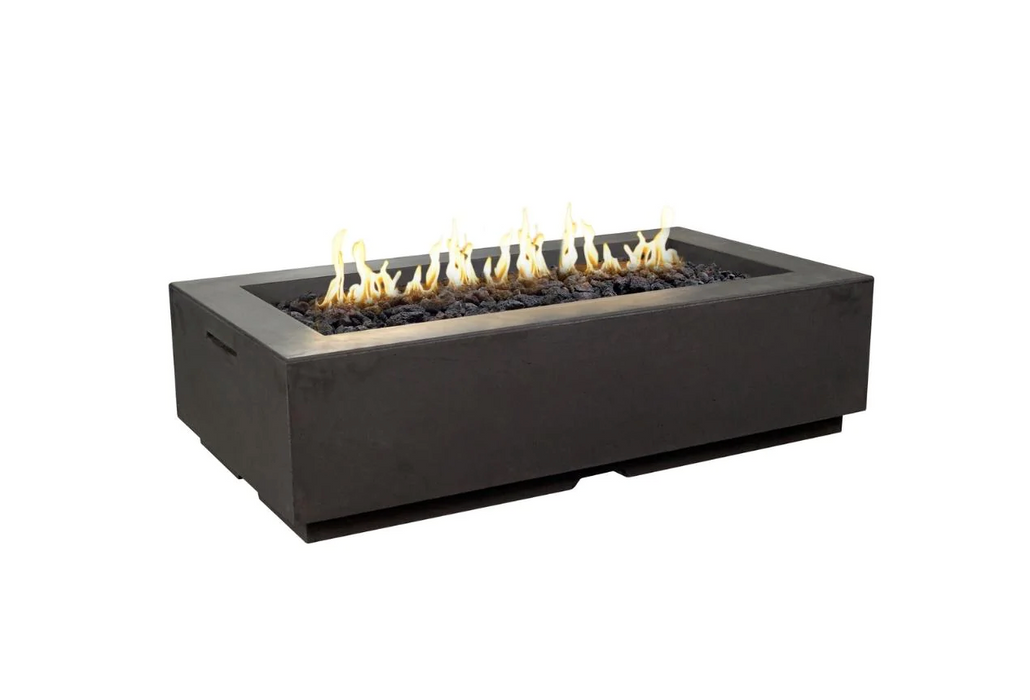 American Fyre Designs Louvre 56-Inch Rectangular Gas Fire Pit Fireplaces CG Products Black lava Manual Ignition System