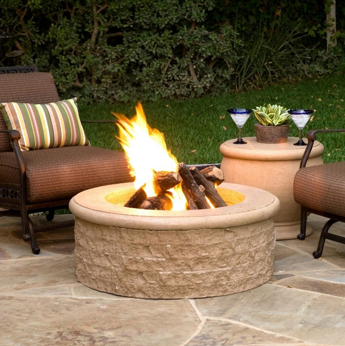 American Fyre Designs Chiseled 39-Inch Round Gas Fire Pit Fireplaces CG Products   