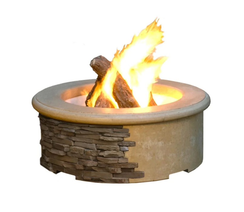 American Fyre Designs Contractor's 39-Inch Round Gas Fire Pit Fireplaces CG Products Cafe Blanco Manual Ignition System