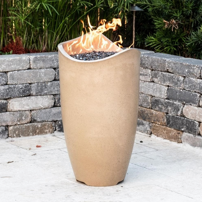 American Fyre Designs Wave 20-Inch Free Standing Outdoor Gas Fire Urn Fireplaces CG Products Cafe Blanco With Access Door