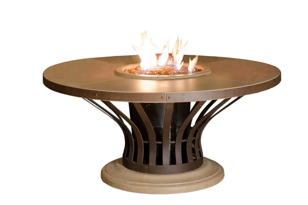 American Fyre Designs Fiesta 54-Inch Round Gas Fire Pit Table Fireplaces CG Products Cafe Blanco Propane LPG
