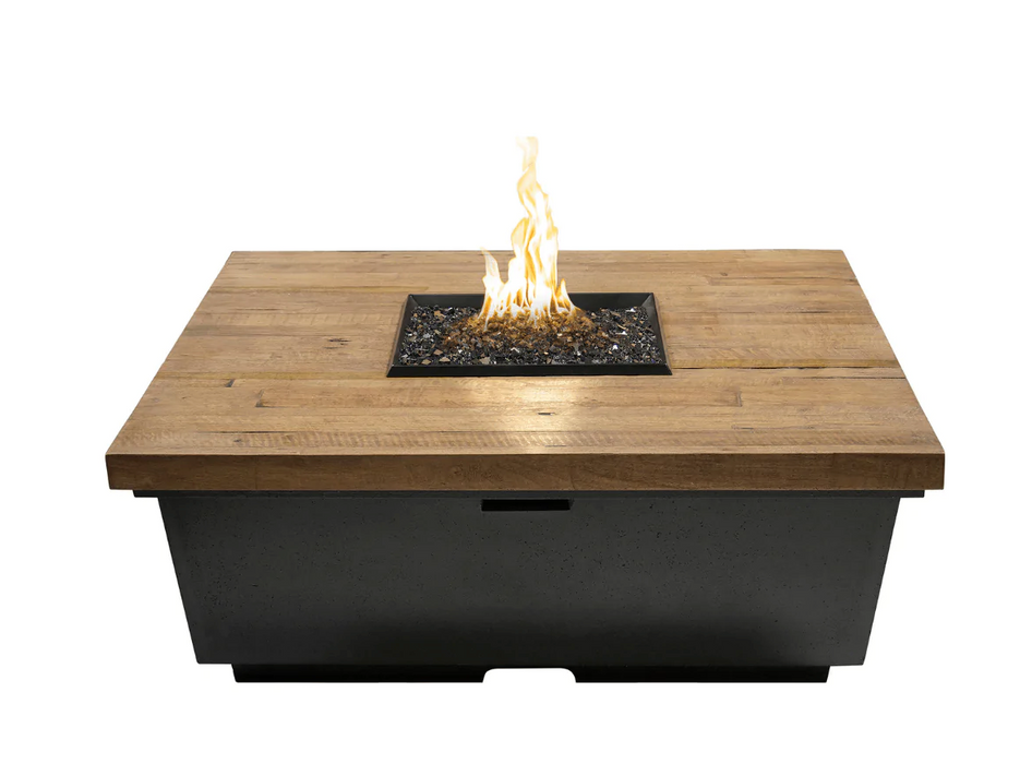 American Fyre Designs Contempo 44-Inch "Reclaimed Wood" Square Gas Fire Pit Table Fireplaces CG Products French Barrel Oak Manual Ignition System